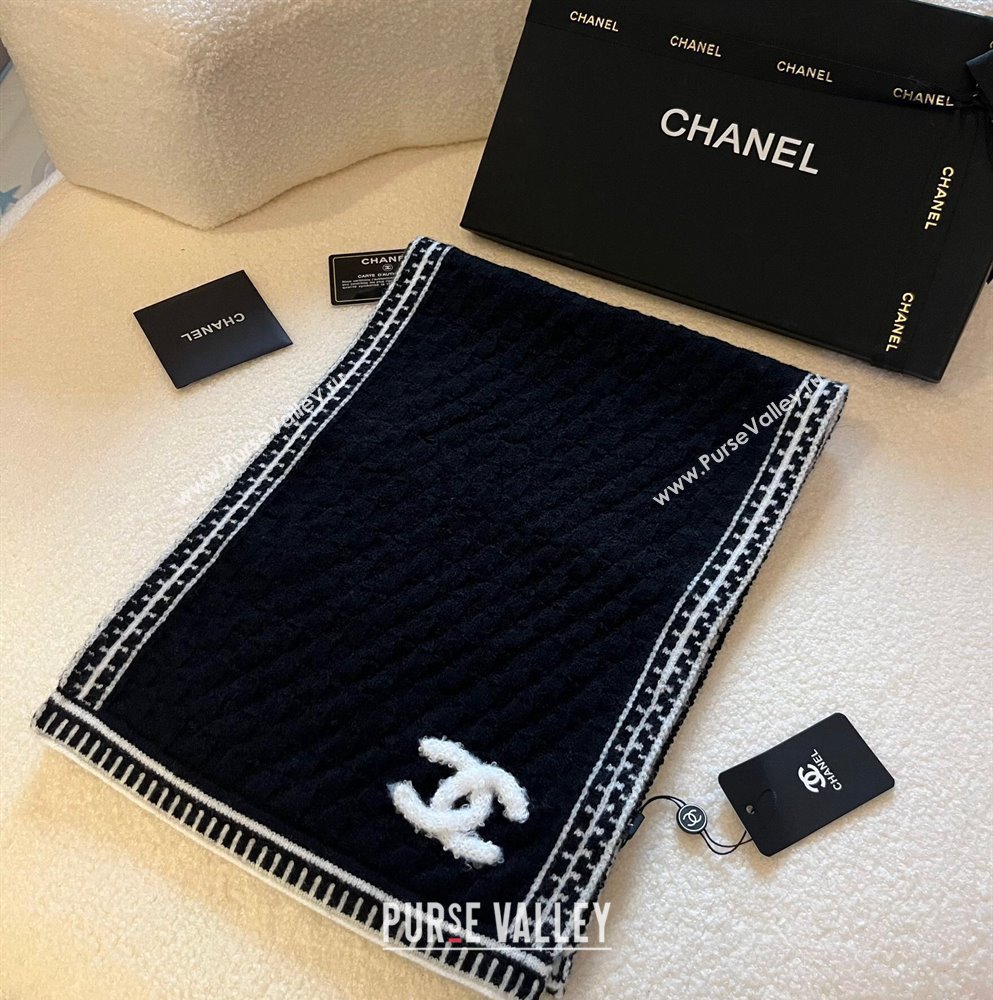 Chanel Knit Long Scarf 30x190cm Black 2023 1028 (XMN-231028062)