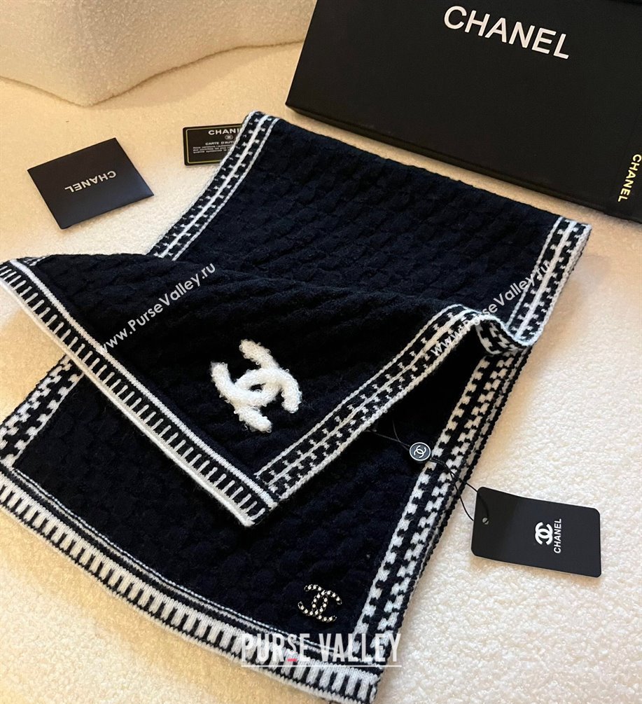 Chanel Knit Long Scarf 30x190cm Black 2023 1028 (XMN-231028062)