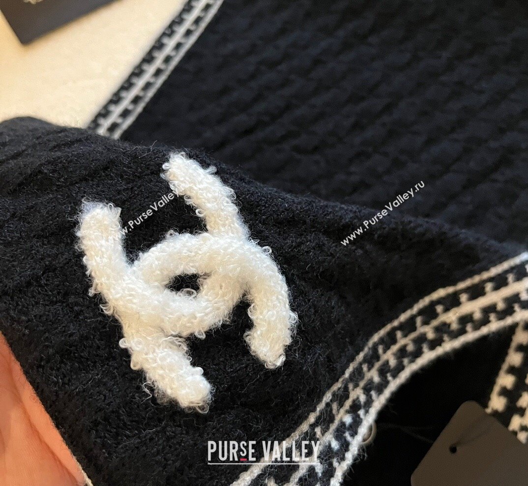 Chanel Knit Long Scarf 30x190cm Black 2023 1028 (XMN-231028062)