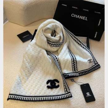 Chanel Knit Long Scarf 30x190cm White 2023 1028 (XMN-231028063)