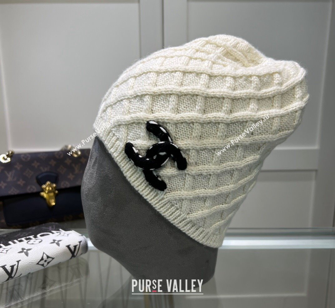 Chanel Knit Hat White 2023 10282 (MAO-231028048)