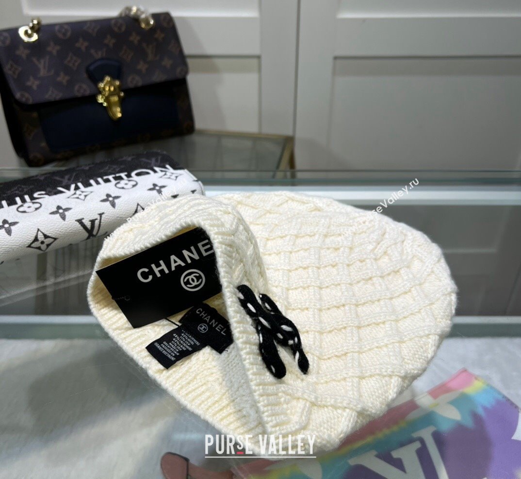 Chanel Knit Hat White 2023 10282 (MAO-231028048)