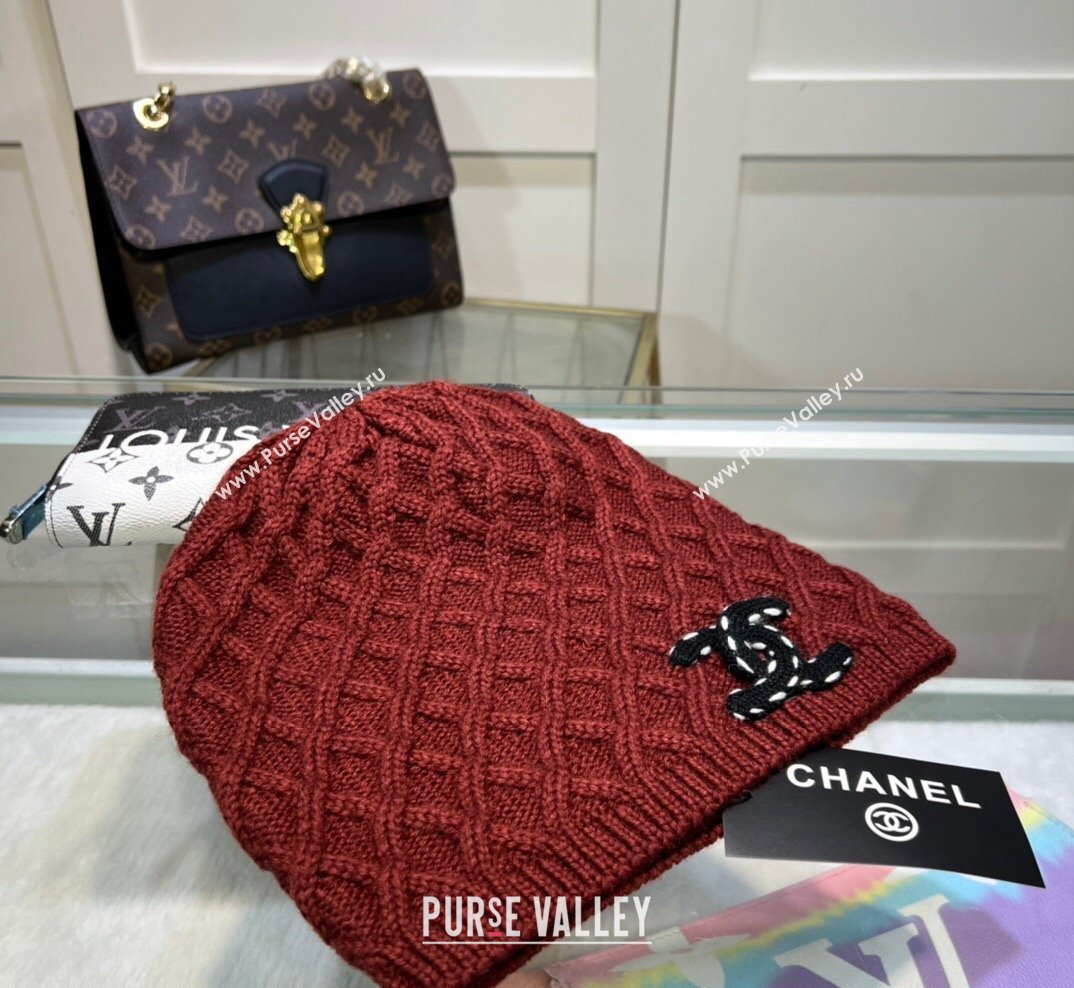 Chanel Knit Hat Dark Brown 2023 10282 (MAO-231028049)