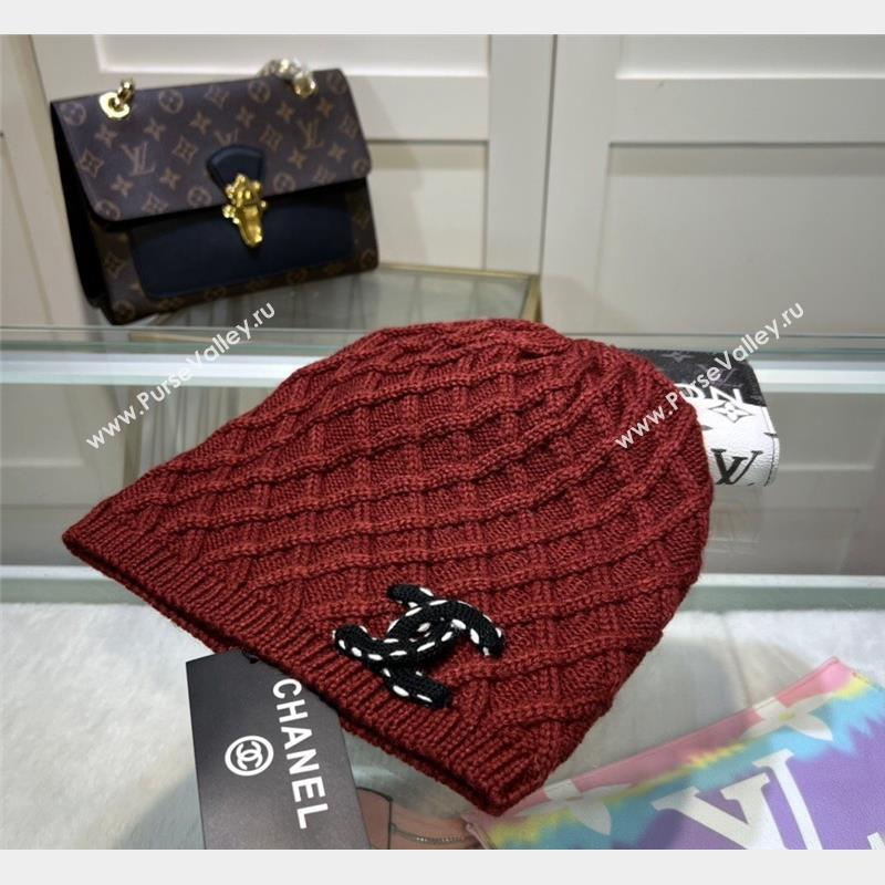 Chanel Knit Hat Dark Brown 2023 10282 (MAO-231028049)