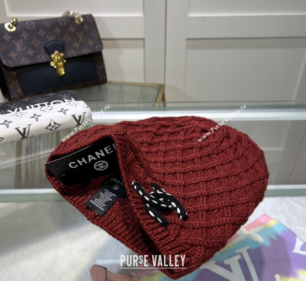 Chanel Knit Hat Dark Brown 2023 10282 (MAO-231028049)