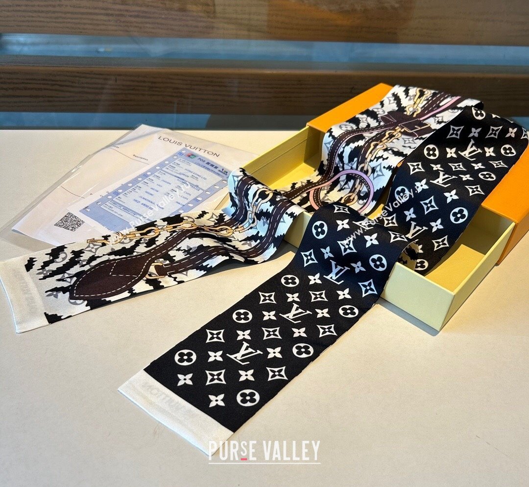 Louis Vuitton Bandeau Scarf 8x120cm Black 2023 1028 (A-231028055)