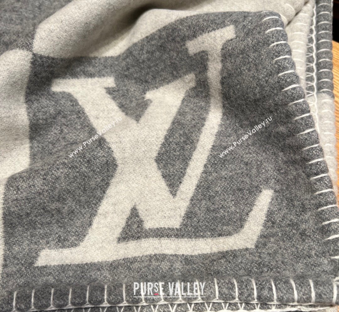 Louis Vuitton Neo Monogram Wool and Cashmere Blanket 140x180cm Grey 2023 (A-231028065)