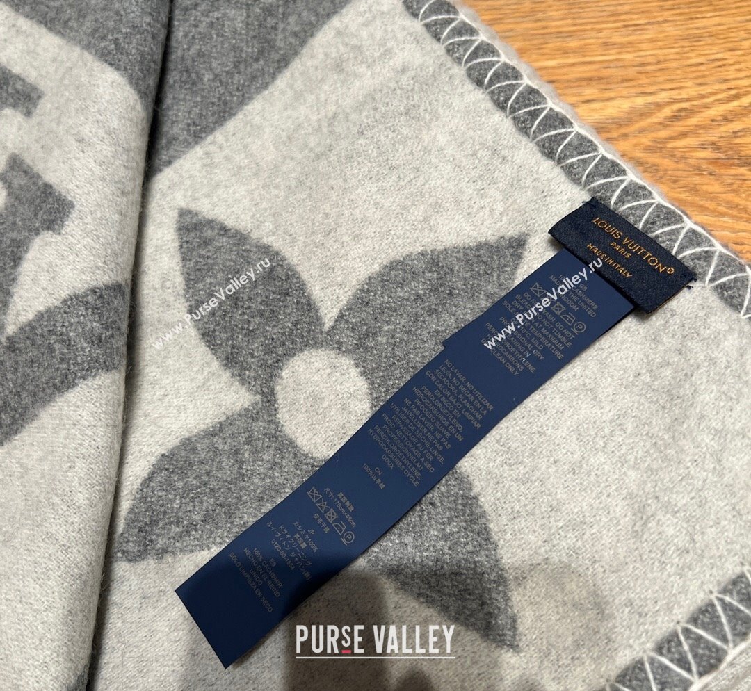 Louis Vuitton Neo Monogram Wool and Cashmere Blanket 140x180cm Grey 2023 (A-231028065)