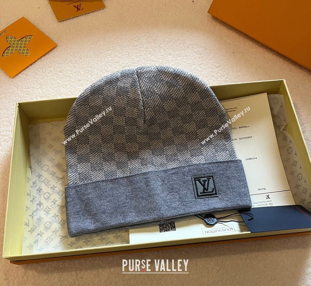 Louis Vuitton Mens Damier Knit Hat Grey 2023 1028 (XMN-231028037)