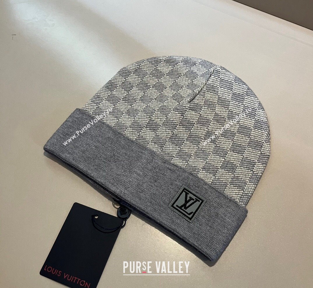 Louis Vuitton Mens Damier Knit Hat Grey 2023 1028 (XMN-231028037)