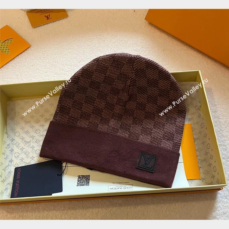 Louis Vuitton Mens Damier Knit Hat Brown 2023 1028 (XMN-231028038)