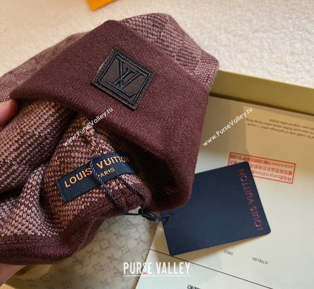 Louis Vuitton Mens Damier Knit Hat Brown 2023 1028 (XMN-231028038)