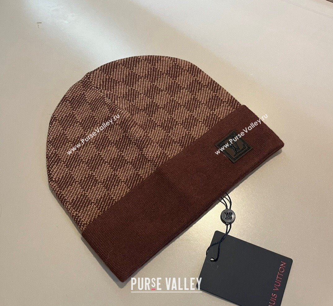 Louis Vuitton Mens Damier Knit Hat Brown 2023 1028 (XMN-231028038)