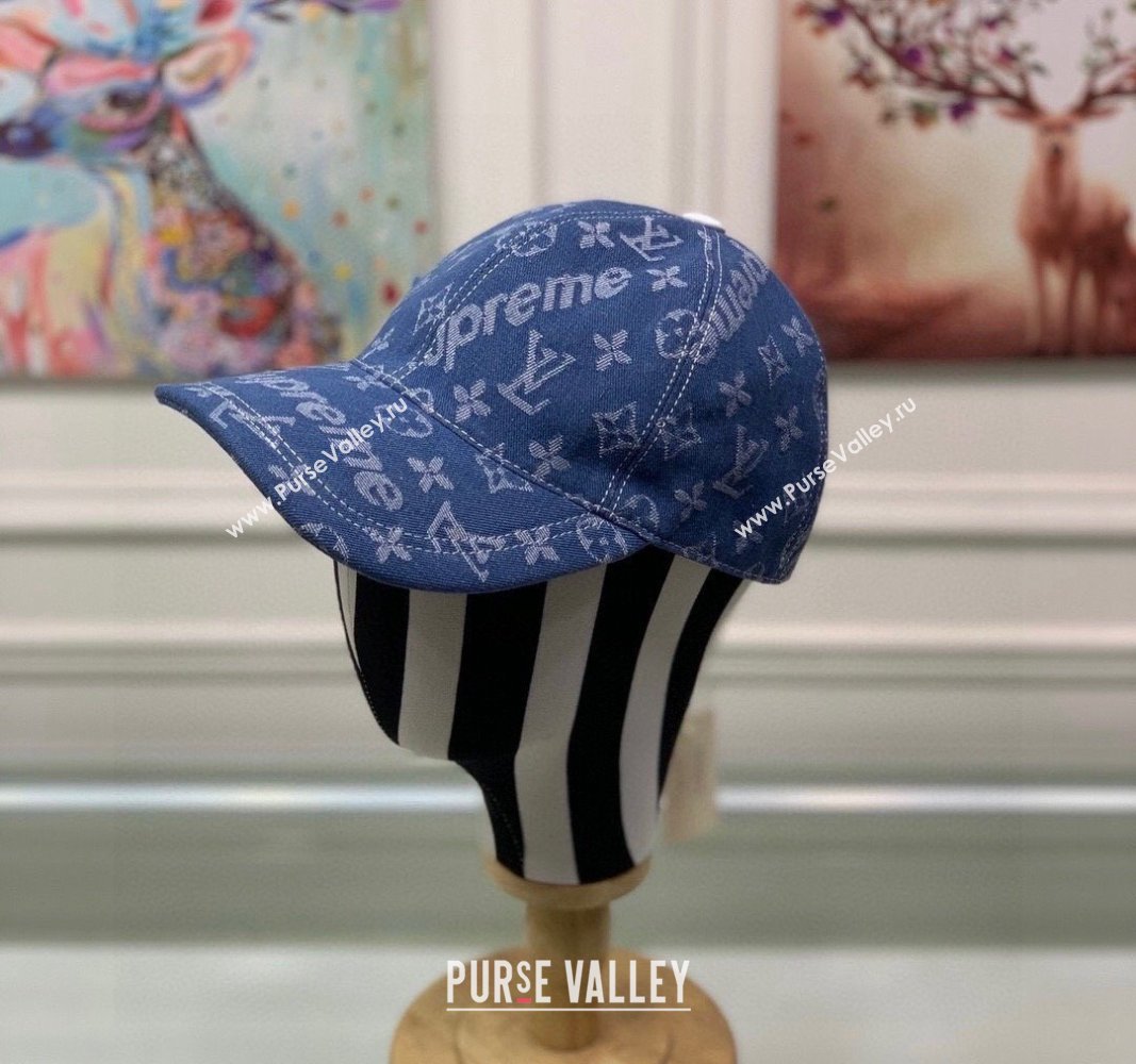 Supreme x Louis Vuitton Denim Baseball Hat Blue 2024 (XMN-240403015)