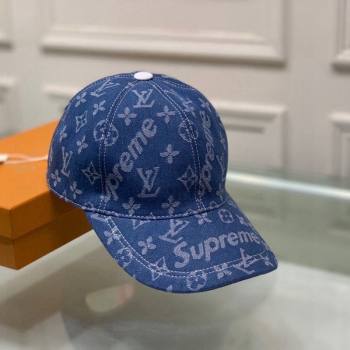 Supreme x Louis Vuitton Denim Baseball Hat Blue 2024 (XMN-240403015)