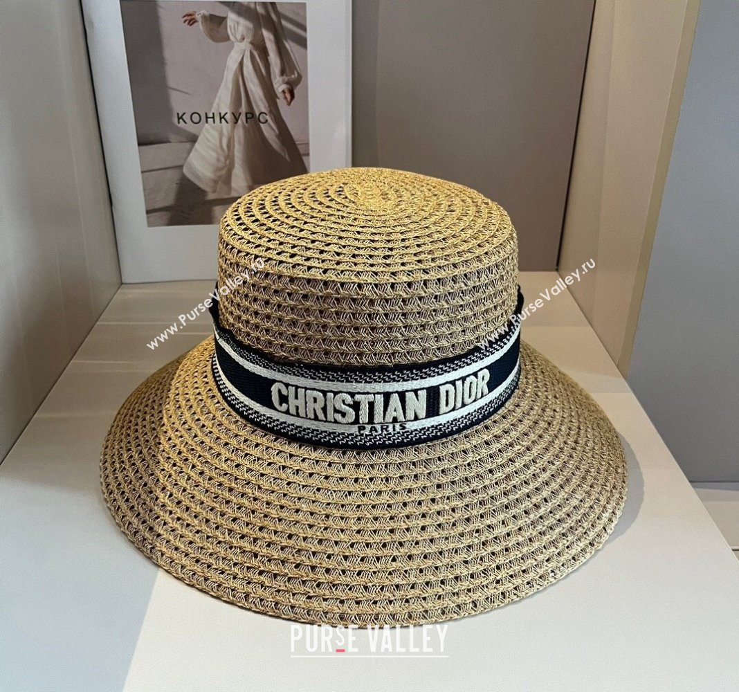 Dior Straw Wide Brim Hat Khaki/White 2024 040301 (XMN-240403021)
