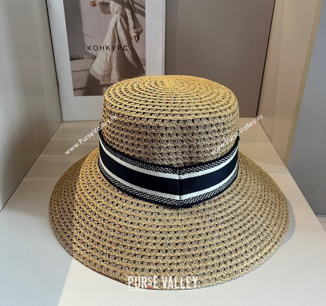 Dior Straw Wide Brim Hat Khaki/White 2024 040301 (XMN-240403021)
