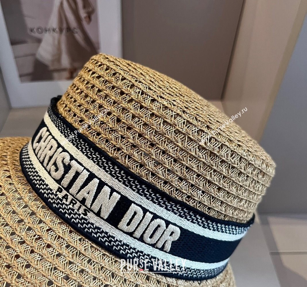 Dior Straw Wide Brim Hat Khaki/White 2024 040301 (XMN-240403021)