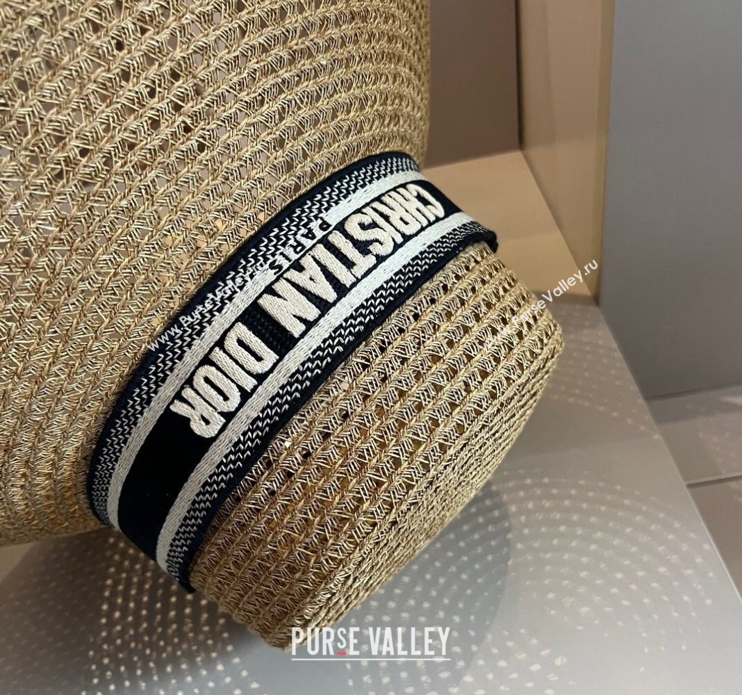 Dior Straw Wide Brim Hat Khaki/White 2024 040301 (XMN-240403021)