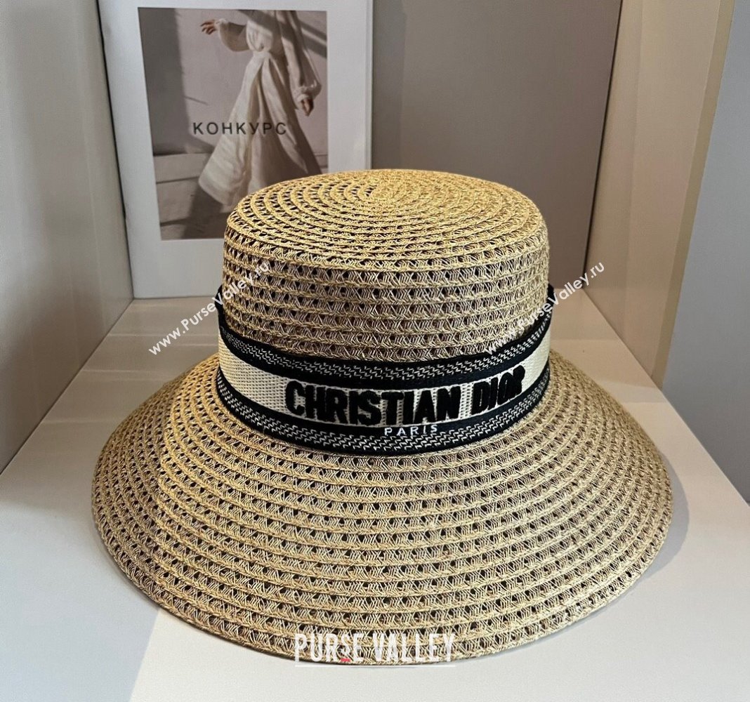 Dior Straw Wide Brim Hat Khaki/Black 2024 040301 (XMN-240403022)