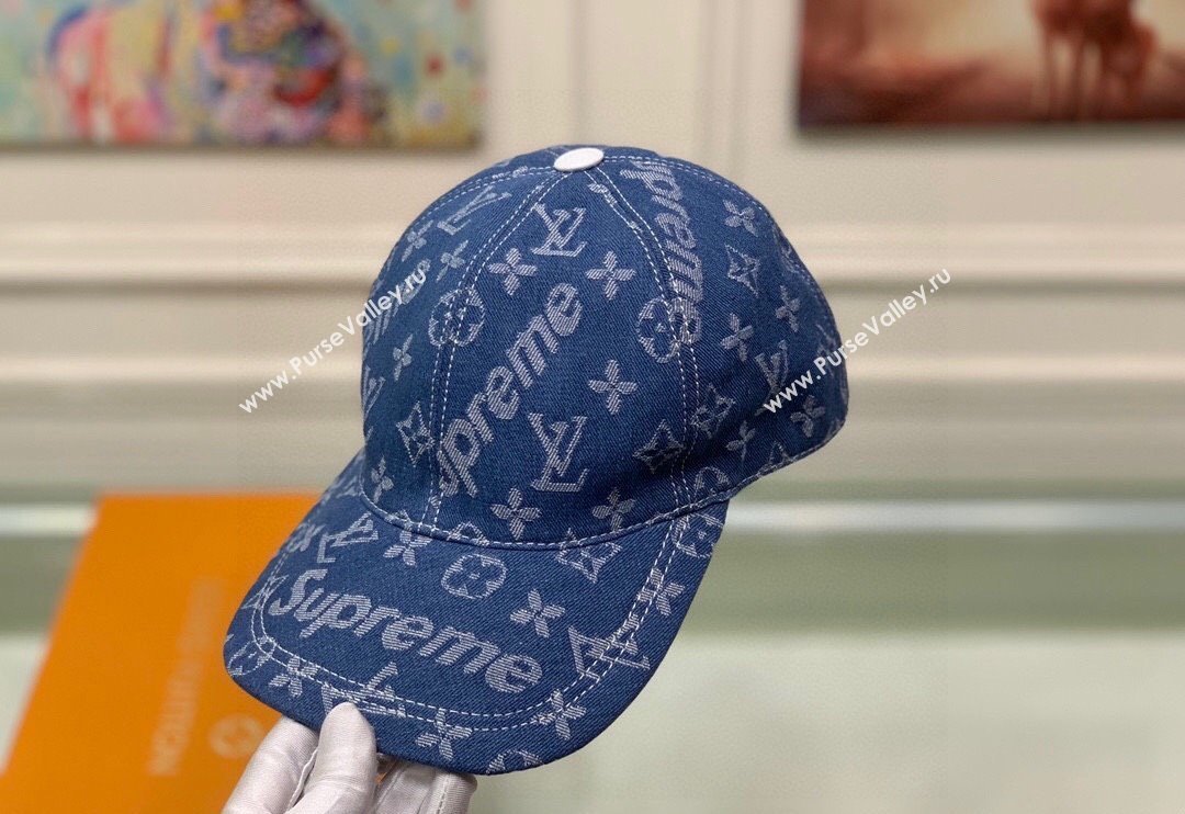 Supreme x Louis Vuitton Denim Baseball Hat Blue 2024 (XMN-240403015)