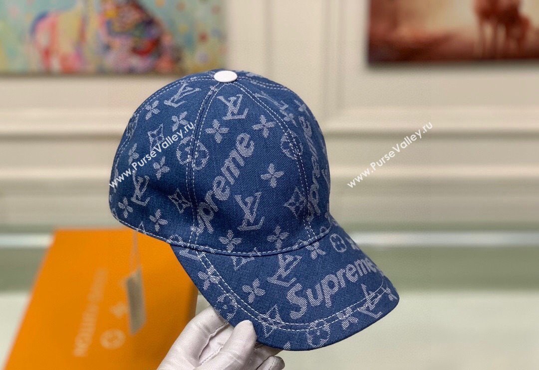 Supreme x Louis Vuitton Denim Baseball Hat Blue 2024 (XMN-240403015)