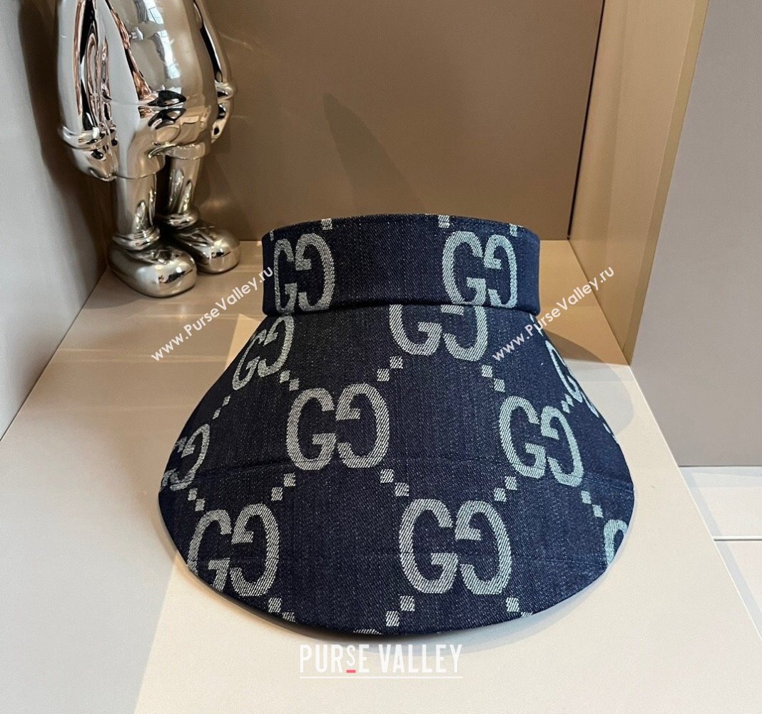 Gucci Maxi GG Canvas Visor Hat Denim Blue 2024 0403 (XMN-240403042)