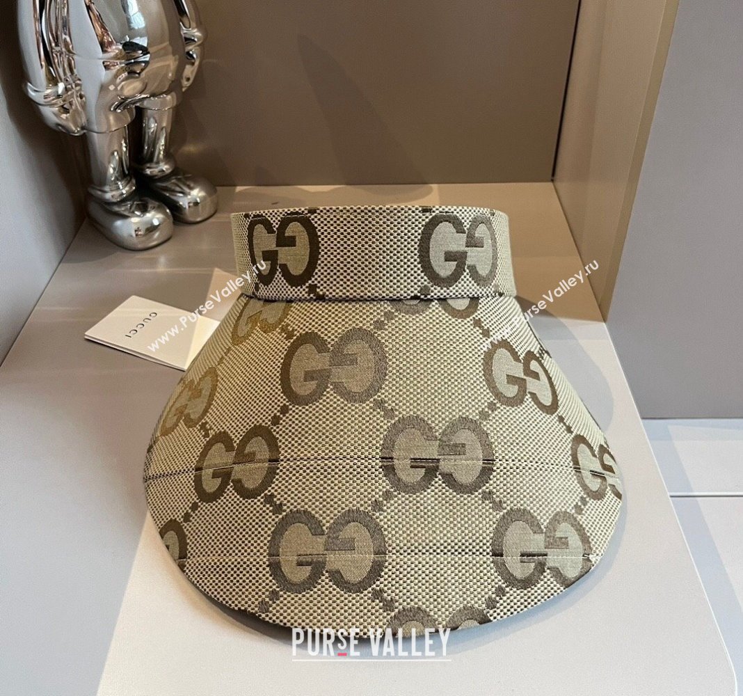 Gucci Maxi GG Canvas Visor Hat Camel 2024 0403 (XMN-240403043)