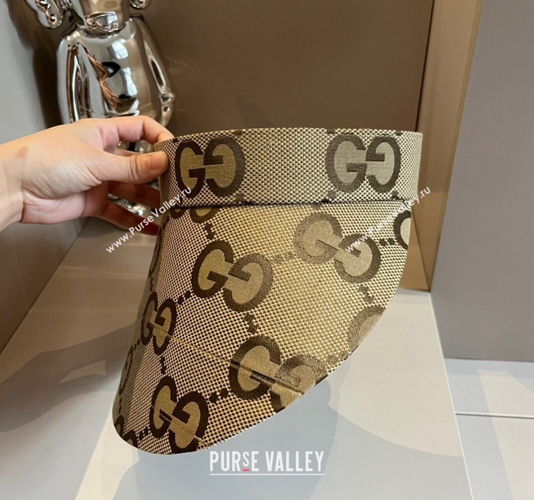 Gucci Maxi GG Canvas Visor Hat Camel 2024 0403 (XMN-240403043)