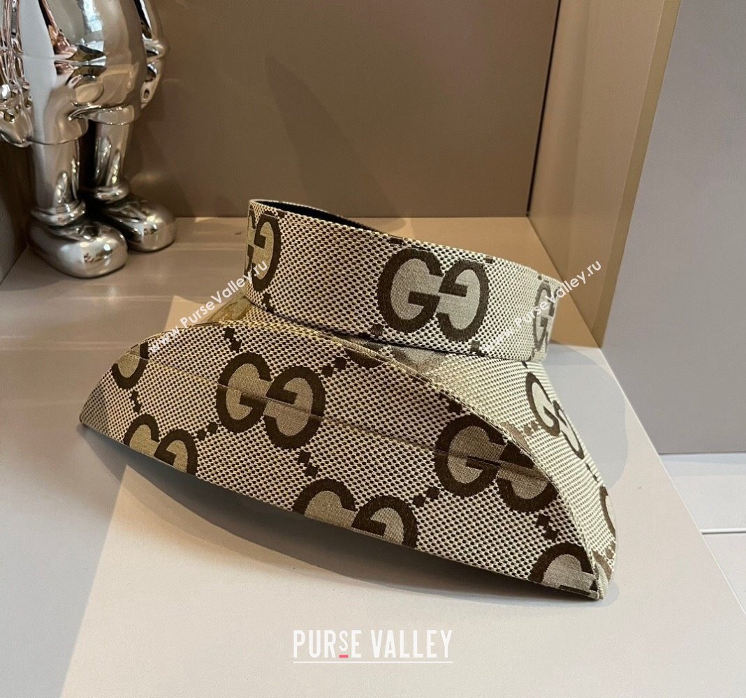Gucci Maxi GG Canvas Visor Hat Camel 2024 0403 (XMN-240403043)