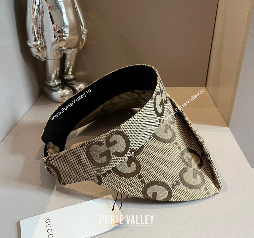Gucci Maxi GG Canvas Visor Hat Camel 2024 0403 (XMN-240403043)