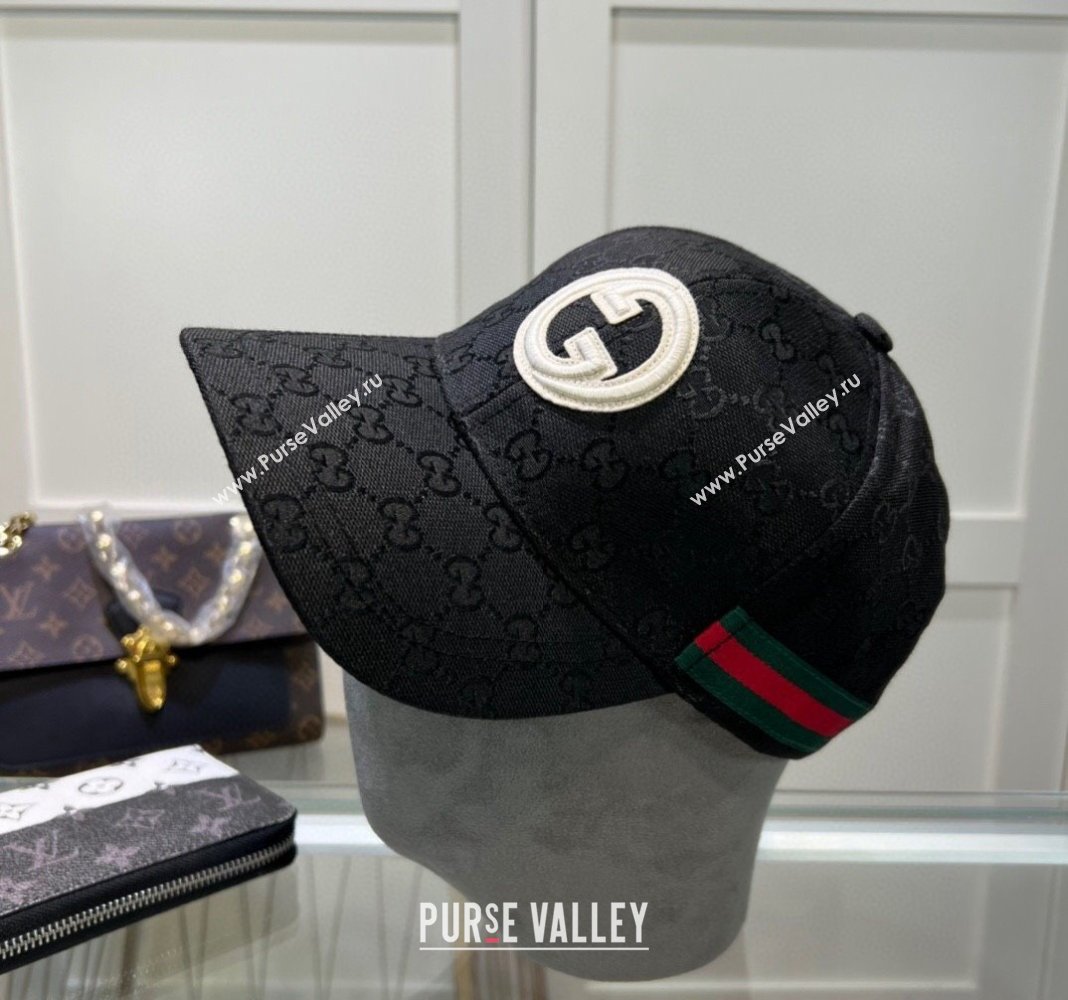 Gucci GG Canvas Baseball Hat with Interlocking G Black 2024 040301 (A-240403049)