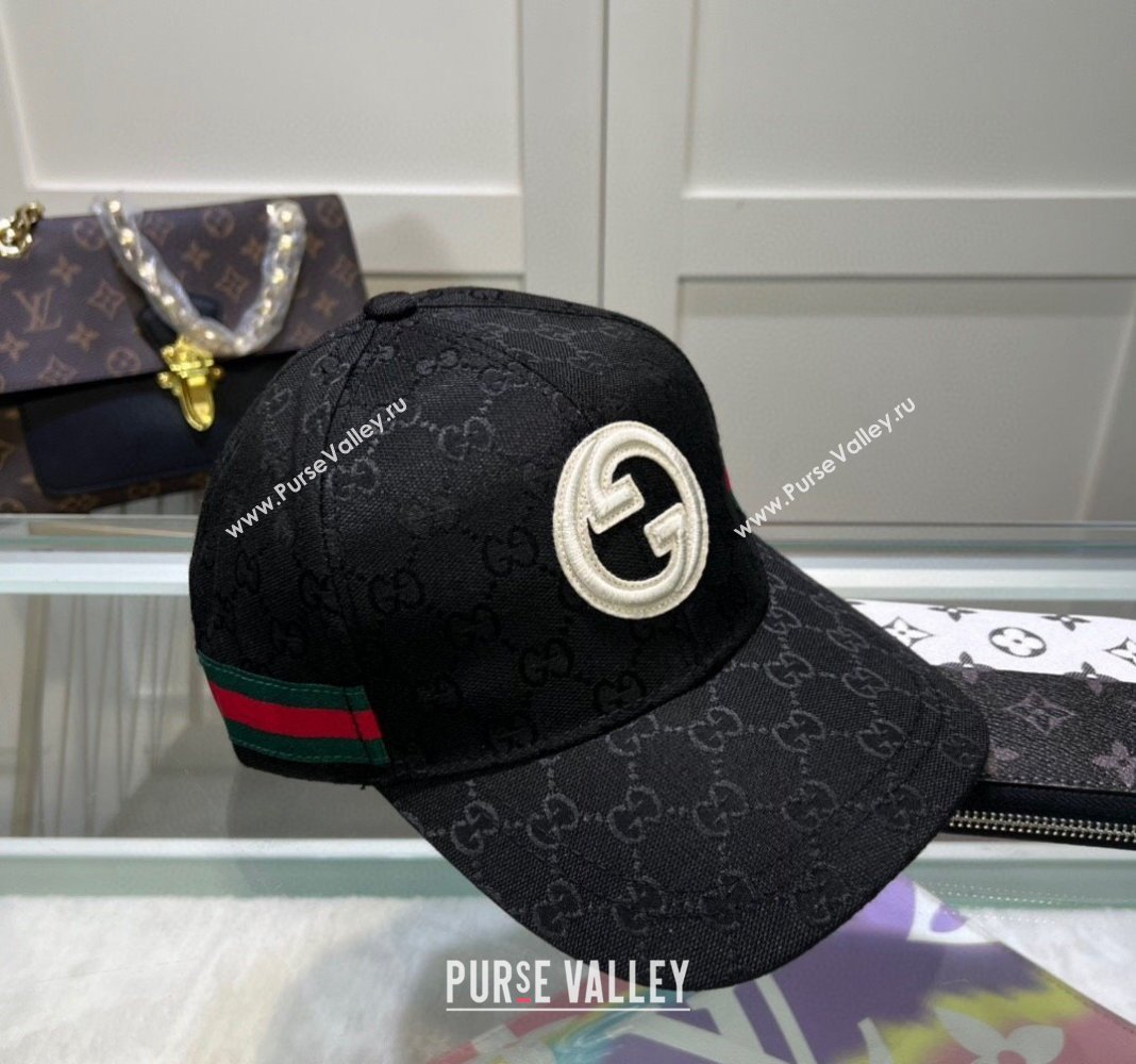 Gucci GG Canvas Baseball Hat with Interlocking G Black 2024 040301 (A-240403049)