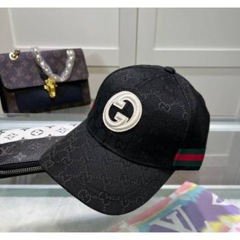Gucci GG Canvas Baseball Hat with Interlocking G Black 2024 040301 (A-240403049)
