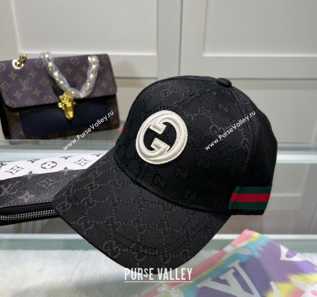 Gucci GG Canvas Baseball Hat with Interlocking G Black 2024 040301 (A-240403049)