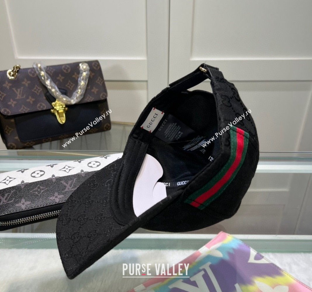 Gucci GG Canvas Baseball Hat with Interlocking G Black 2024 040301 (A-240403049)