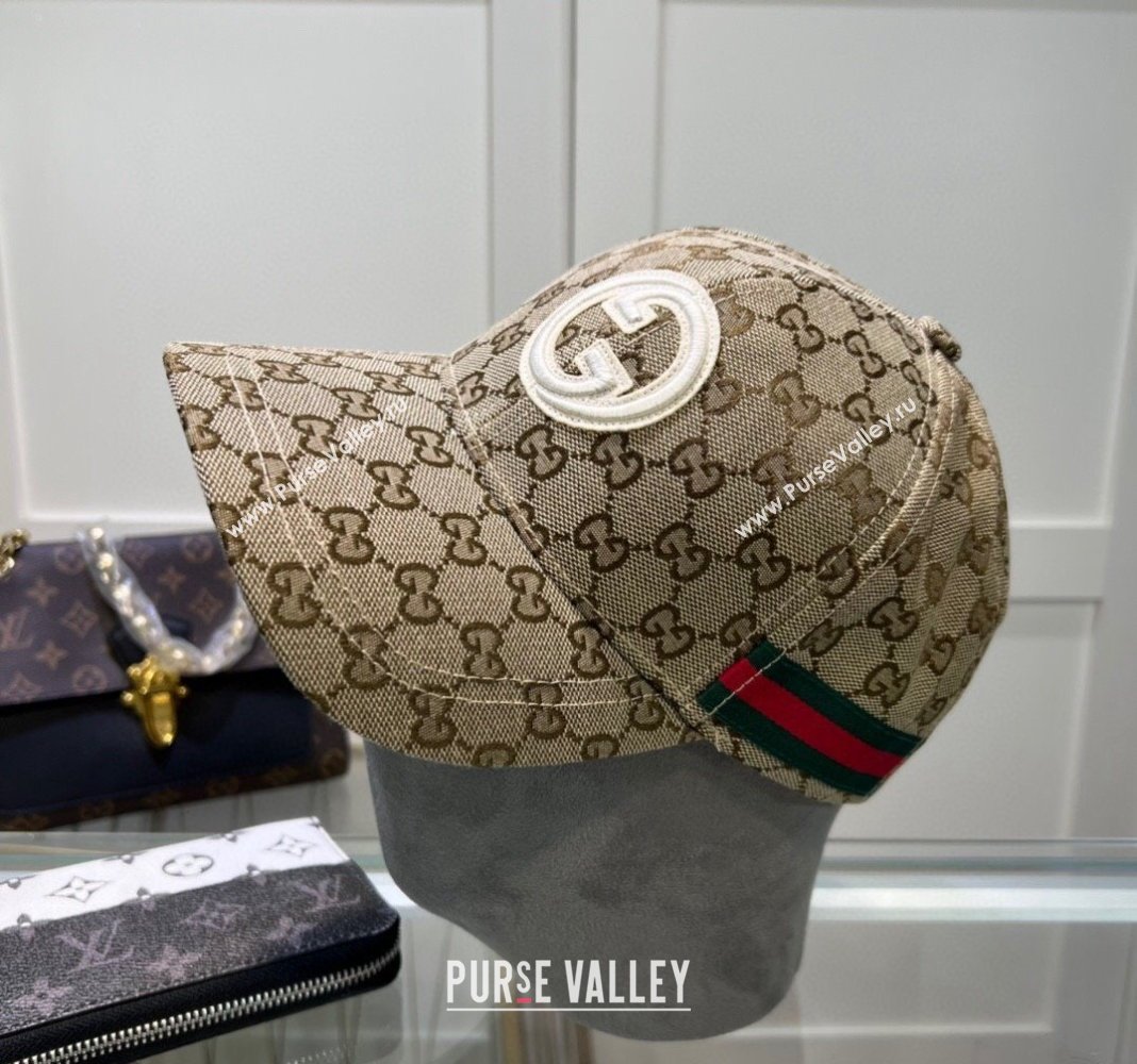Gucci GG Canvas Baseball Hat with Interlocking G Beige 2024 040301 (A-240403048)