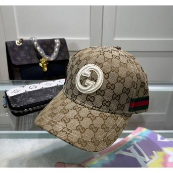 Gucci GG Canvas Baseball Hat with Interlocking G Beige 2024 040301 (A-240403048)