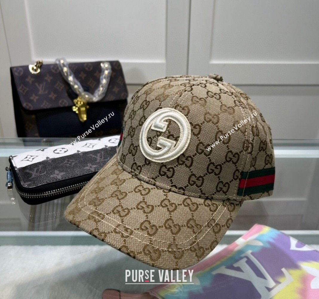 Gucci GG Canvas Baseball Hat with Interlocking G Beige 2024 040301 (A-240403048)