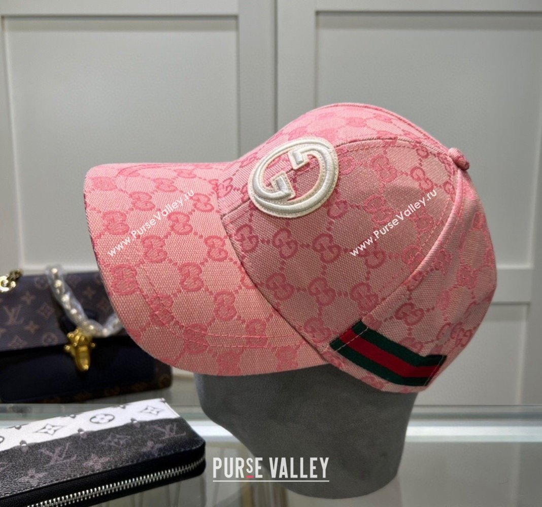 Gucci GG Canvas Baseball Hat with Interlocking G Pink 2024 040301 (A-240403050)