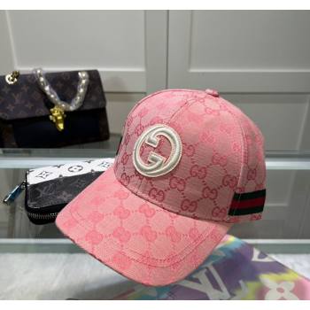 Gucci GG Canvas Baseball Hat with Interlocking G Pink 2024 040301 (A-240403050)