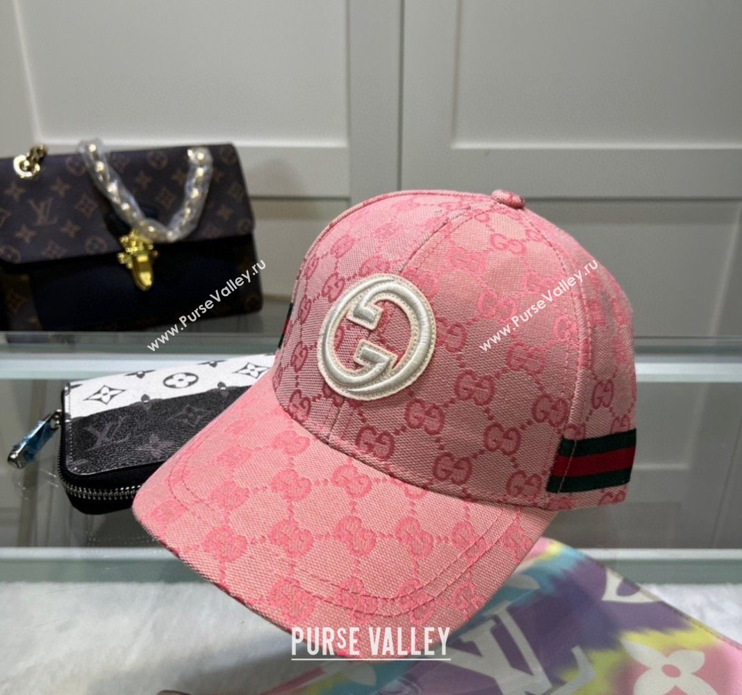 Gucci GG Canvas Baseball Hat with Interlocking G Pink 2024 040301 (A-240403050)