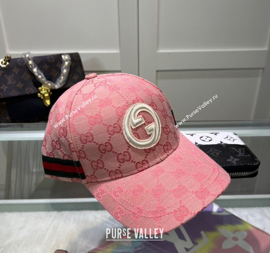 Gucci GG Canvas Baseball Hat with Interlocking G Pink 2024 040301 (A-240403050)