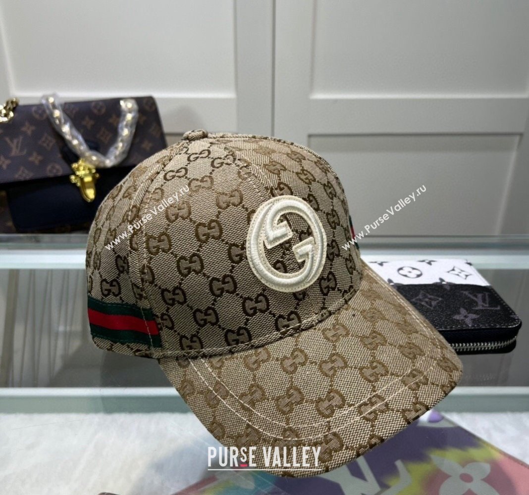 Gucci GG Canvas Baseball Hat with Interlocking G Beige 2024 040301 (A-240403048)