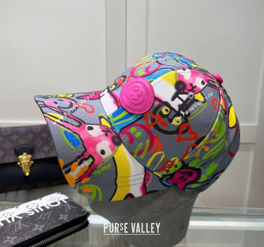 Gucci GG Canvas Baseball Hat with Graffi Print Grey 2024 040301 (A-240403054)