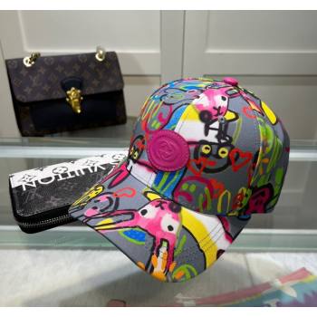 Gucci GG Canvas Baseball Hat with Graffi Print Grey 2024 040301 (A-240403054)