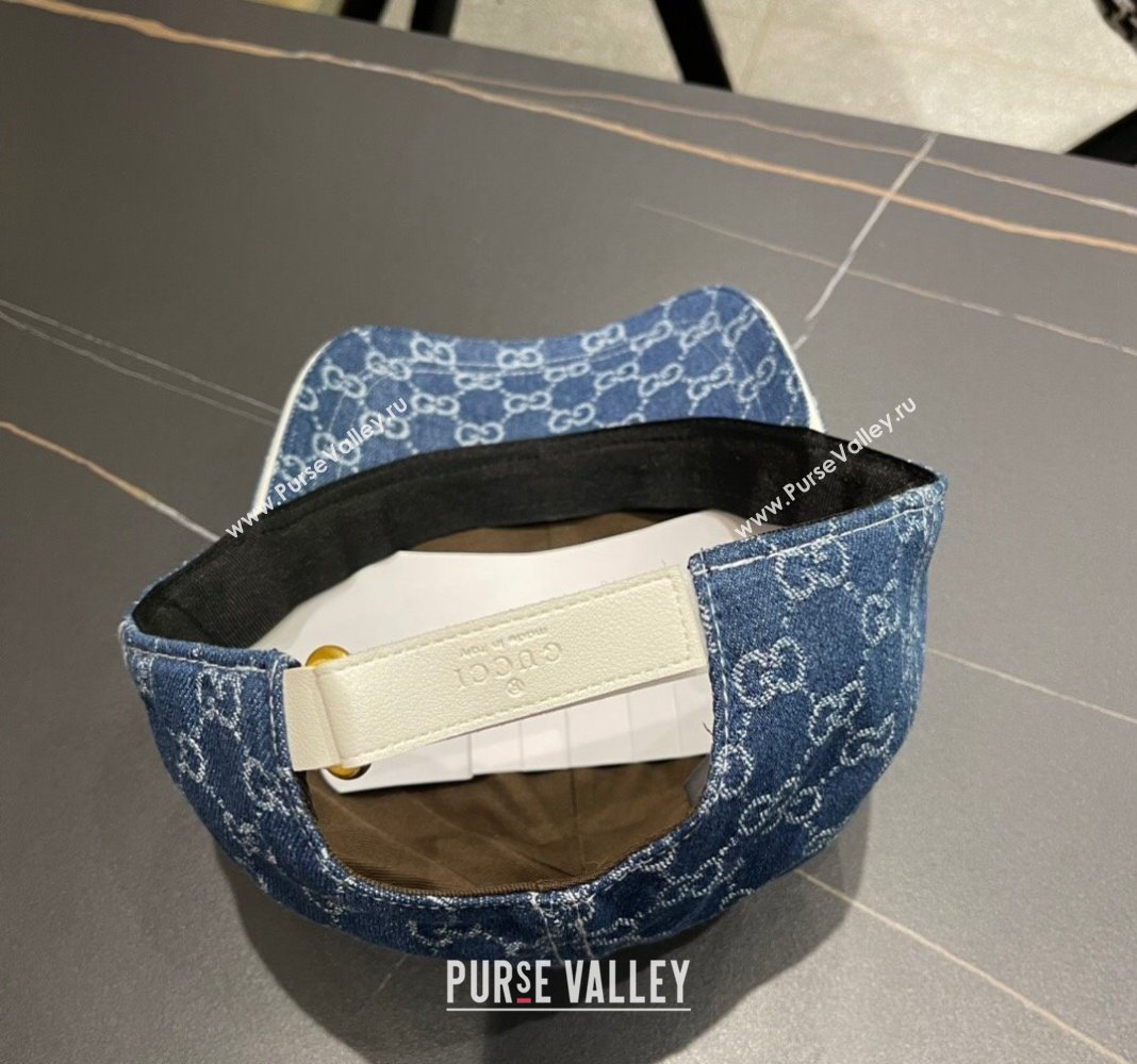Gucci GG Denim Baseball Hat with Logo Patch Dark Blue 2024 040301 (A-240403055)