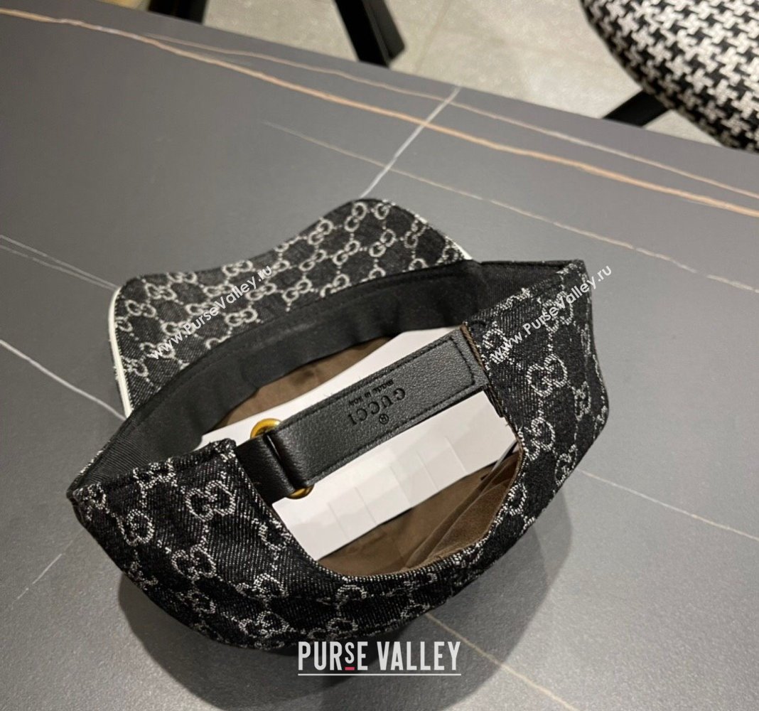 Gucci GG Denim Baseball Hat with Logo Patch Black 2024 040301 (A-240403056)