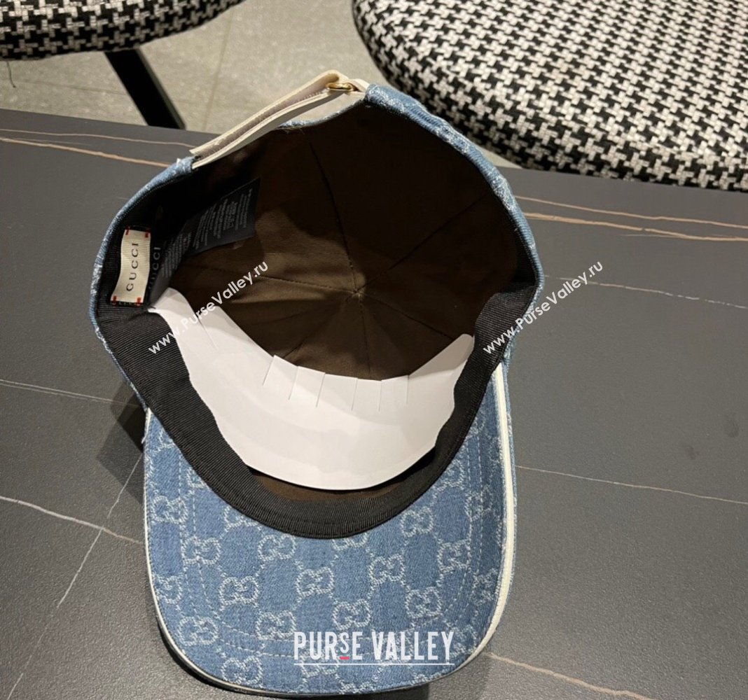 Gucci GG Denim Baseball Hat with Logo Patch Light Blue2024 040301 (A-240403057)
