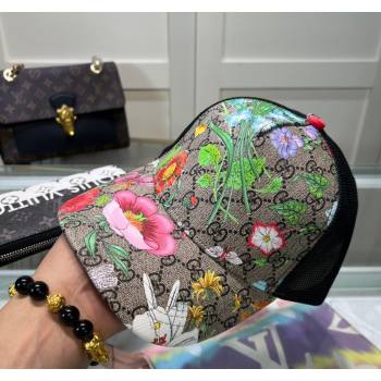 Gucci GG Canvas and Mesh Baseball Hat with Flora Beige1 2024 040301 (A-240403068)